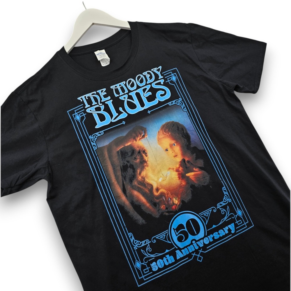 The Moody Blues T Shirt Mens L Black 50th Anniversary Cotton Graphic Rock Tee
